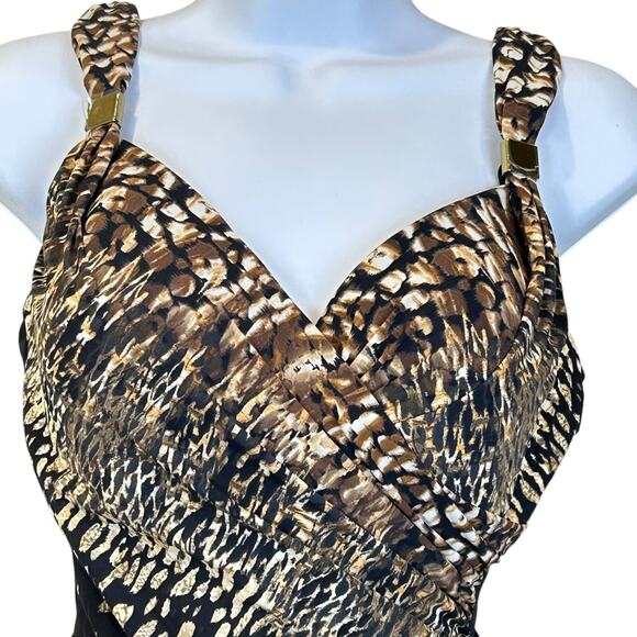Miraclesuit Dali Leopard It's A Wrap One-Piece Swimsuit Brown Women 12 NWT - Picture 6 of 12